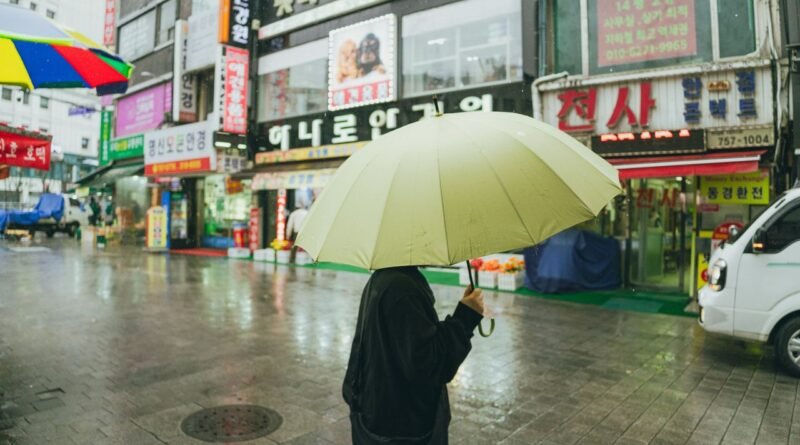 Korea jangma season tips for tourists Seoul rainy street umbrella 2026
