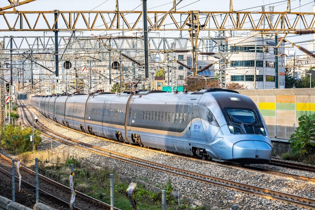 Book KTX in 2026 - KTX-Cheongryong high-speed train running near Guro, Seoul