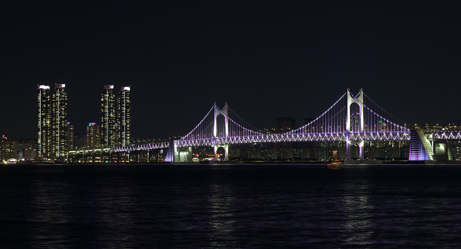 Busan International Film Festival 2026 trip - Gwangan Bridge lit up at night across Gwangalli Bay