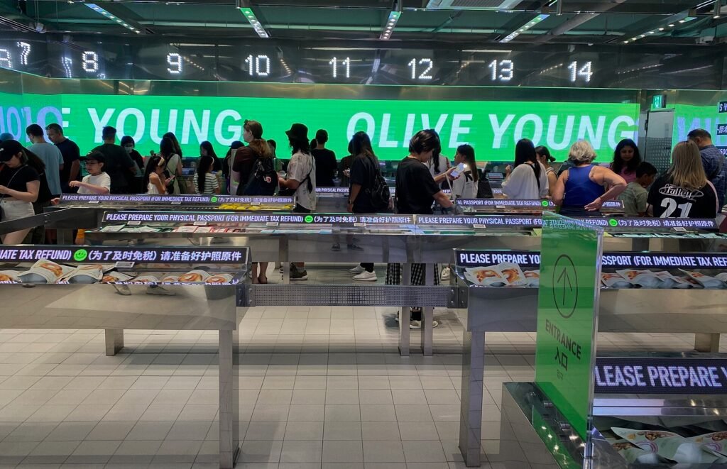 Inside an Olive Young store in Myeong-dong