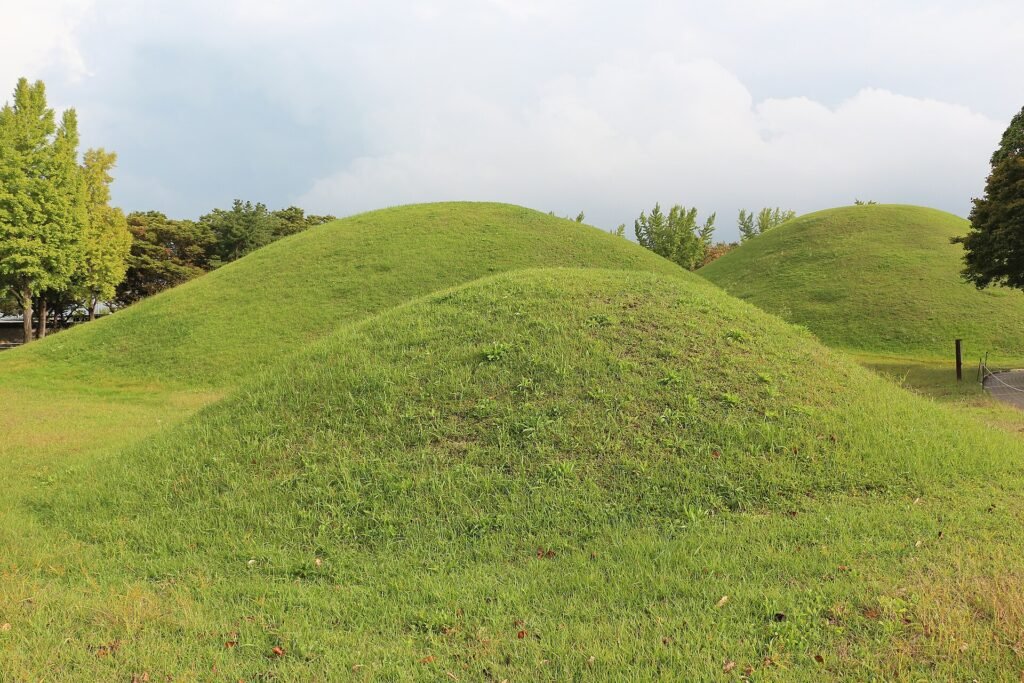 Grass-covered royal tombs at Daereungwon in Gyeongju