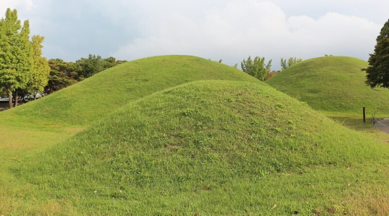 Grass-covered royal tombs at Daereungwon in Gyeongju